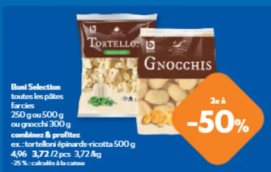Offre: Pâtes farcies ou gnocchi