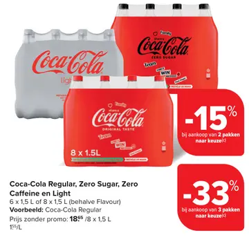 Aanbieding: Coca-Cola Regular, Zero Sugar, Zero Caffeine
