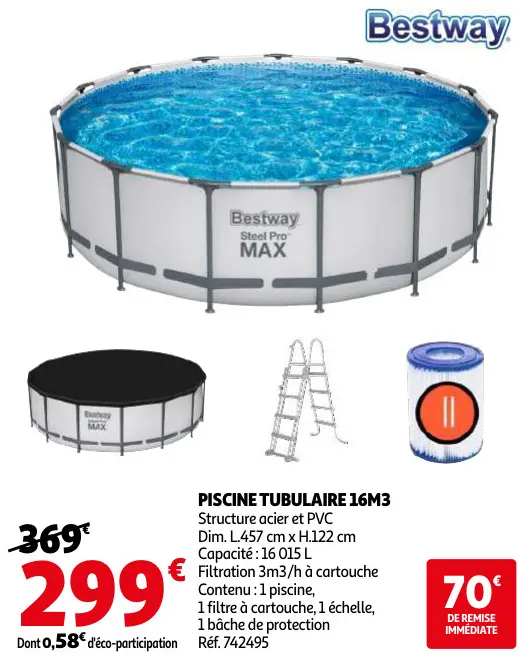 Offre: Piscine tubulaire 16m3