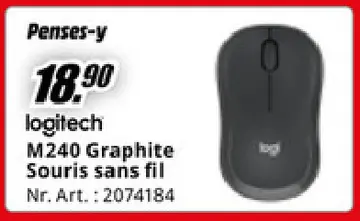 Offre: logitech M240 Graphite Souris sans fil
