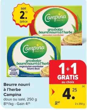 Offre: Beurre nourri à l'herbe