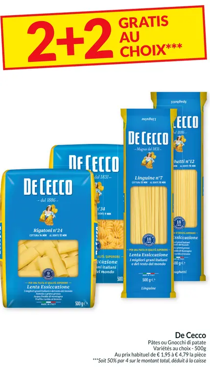 Offre: Pâtes ou Gnocchi di patate