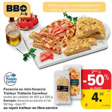 Offre: Focaccia ou mini-focaccia Traiteur Trattoria