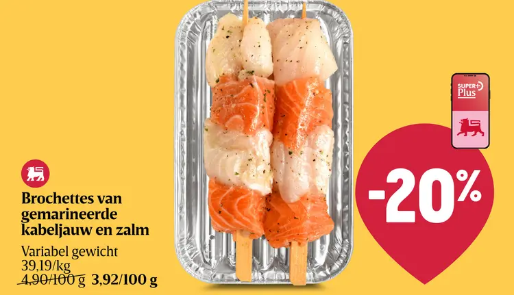 Promotie: Brochettes van gemarineerde kabeljauw en zalm