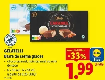 Offre: Barre de crème glacée