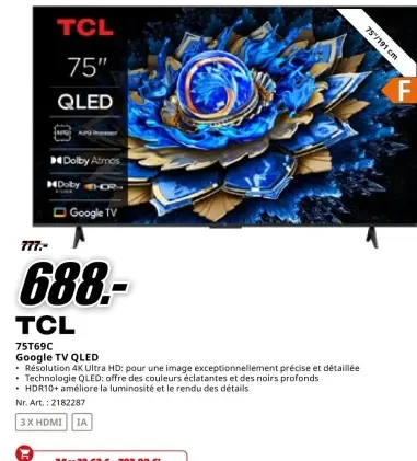 Offre: 75T69C Google TV QLED