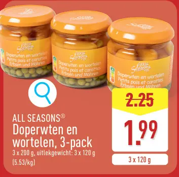 Promotie: Doperwten en wortelen, 3-pack