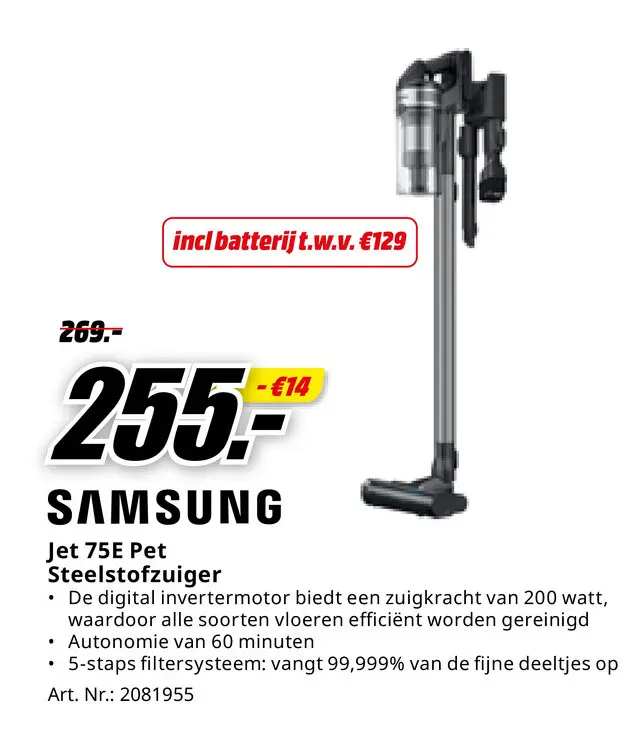 Promotie: Jet 75E Pet Steelstofzuiger