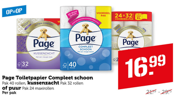 Aanbieding: Page Toiletpapier Compleet schoon, kussenzacht of puur