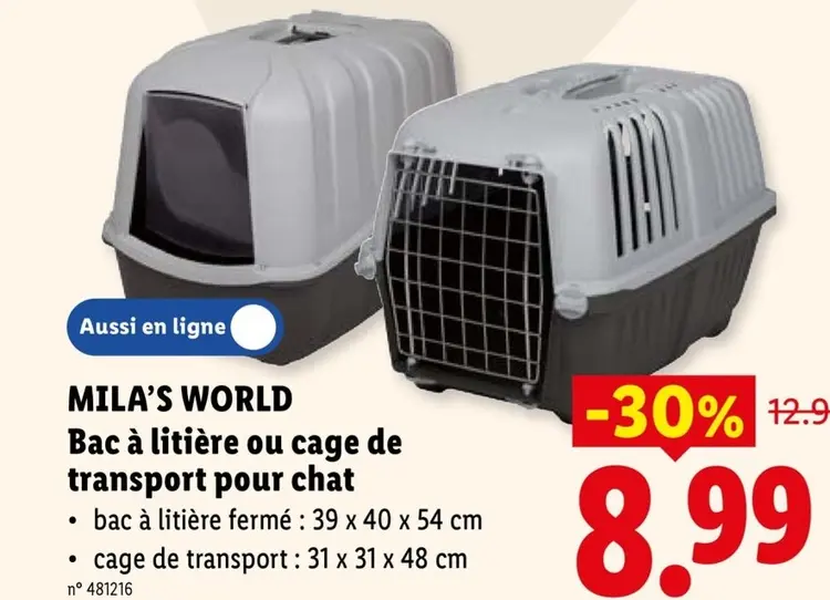 Offre: MILA'S WORLD Bac à litière ou cage de transport pour chat