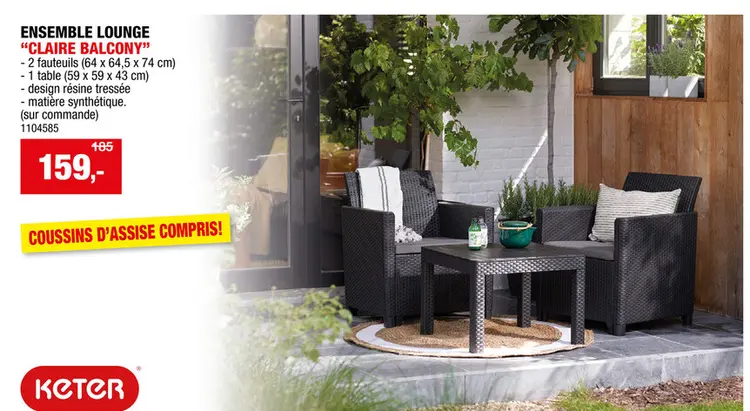 Offre: Keter Claire ensemble de balcon graphite