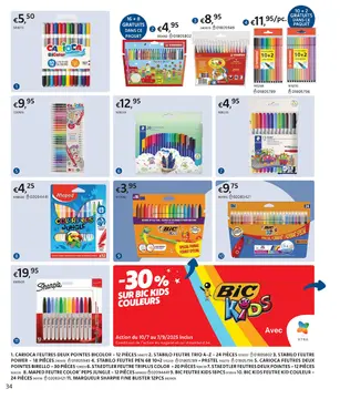 Offre: Feutres et Sharpie fine blisters Carioca, Stabilo, Maped, Bic et Sharpie