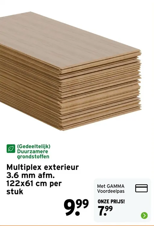 Aanbieding: Multiplex exterieur 3.6 mm afm. 122x61 cm per
