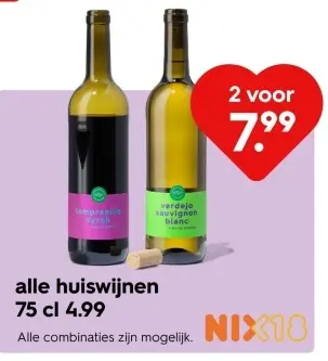 Aanbieding: alle huiswijnen