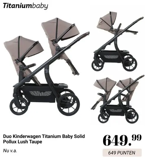 Aanbieding: Duo Kinderwagen Solid Pollux Lush Taupe