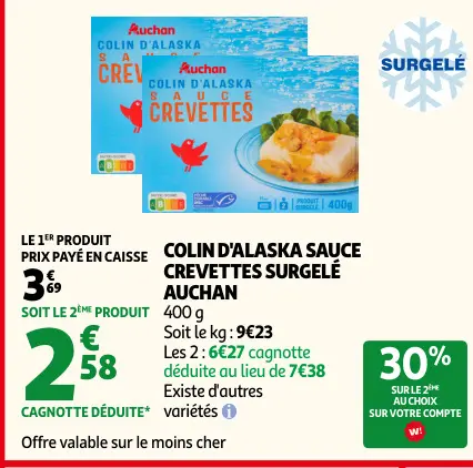 Promotie: Colin d'alaska sauce crevettes surgelé