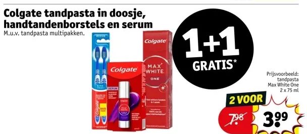 Aanbieding: Colgate tandpasta in doosje, handtandenborstel en serum