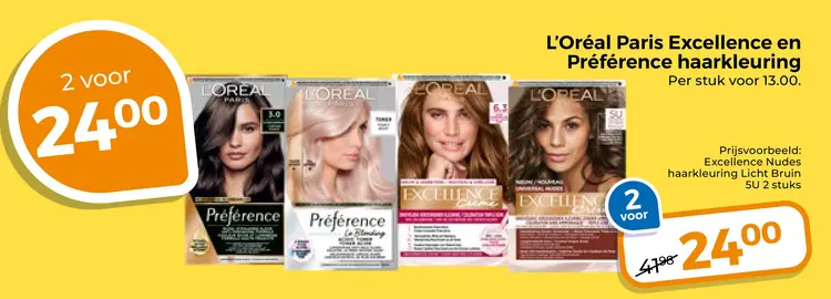 Aanbieding: L'Oréal Paris Excellence en Préférence haarkleuring