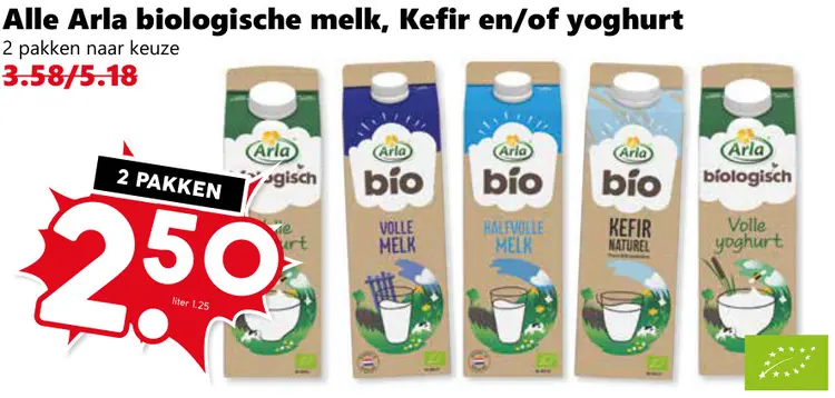 Aanbieding: Biologische melk, Kefir en/of yoghurt