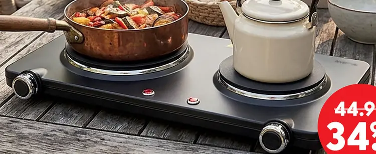 Aanbieding: Inventum Elektrische kookplaat, 2 pits, 15 en 18cm