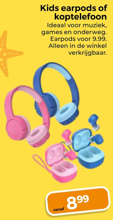 Aanbieding: Kids earpods of koptelefoon