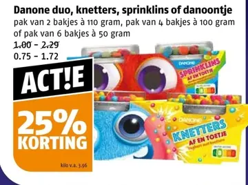 Aanbieding: Danone duo, knetters, sprinklins of danoontje