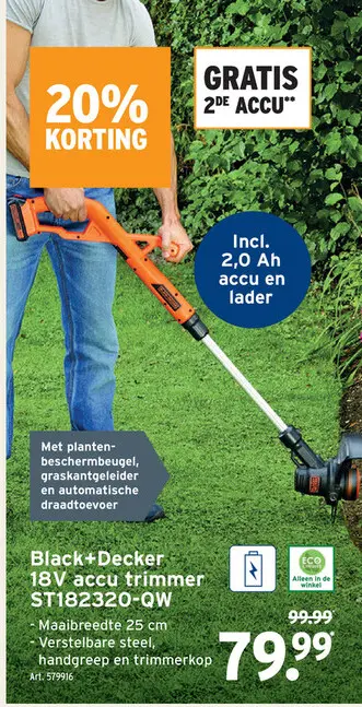 Promotie: Black+Decker 18V accu trimmer ST182320-QW