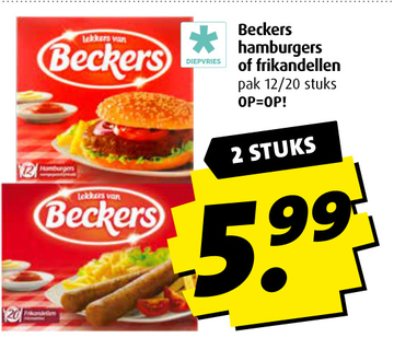 Aanbieding: Beckers hamburgers of frikandellen pak stuks