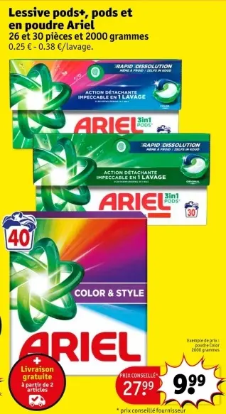 Offre: Lessive pods+, pods et en poudre