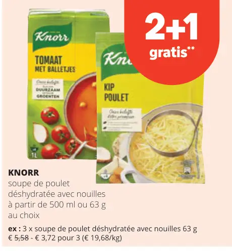 Offre: soupe de poulet déshydratée avec nouilles