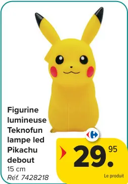 Offre: Figurine lumineuse Teknofun lampe led Pikachu debout
