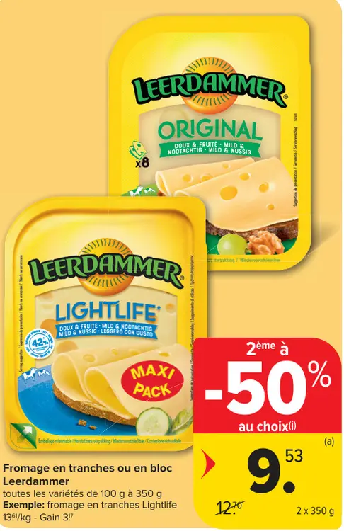 Offre: Fromage en tranches ou en bloc