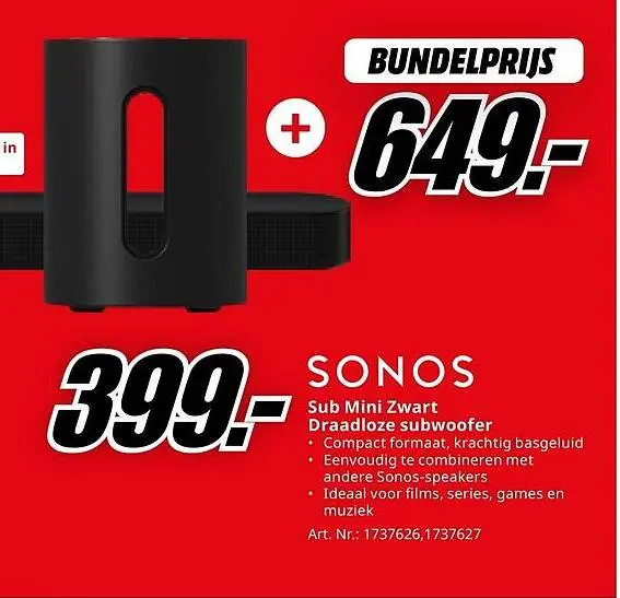 Aanbieding: Sub Mini Zwart Draadloze subwoofer
