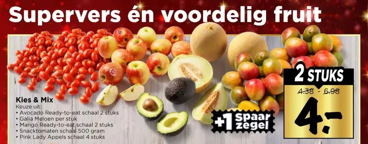 Aanbieding: Kies & Mix avocado, Galia meloen, mango, snacktomaten of Pink Lady appels