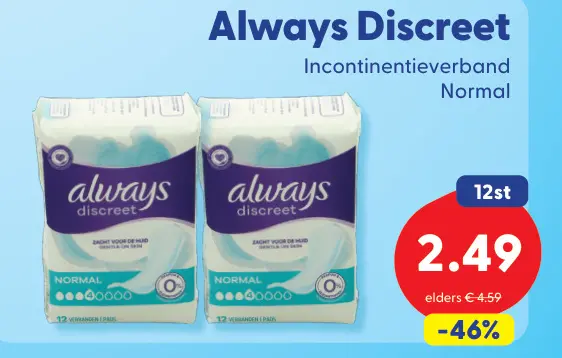 Aanbieding: Always Discreet Incontinentieverband Normal