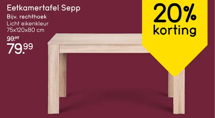 Aanbieding: Eetkamertafel Sepp