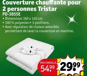 Offre: Couverture chauffante pour 2 personnes