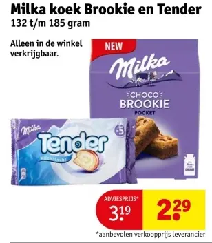 Aanbieding: Milka koek Brookie en Tender