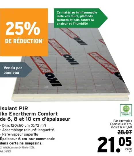Offre: Isolant PIR Iko Enertherm Comfort