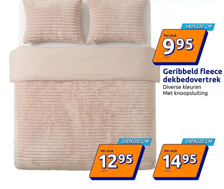 Promotie: Geribbled fleece dekbedovertrek