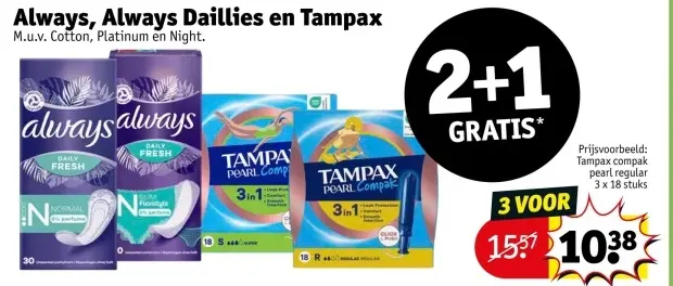 Aanbieding: Always, Always Daillies en Tampax