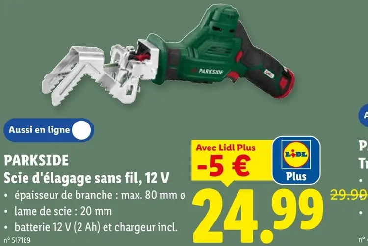 Offre: Scie d'élagage sans fil, 12 V