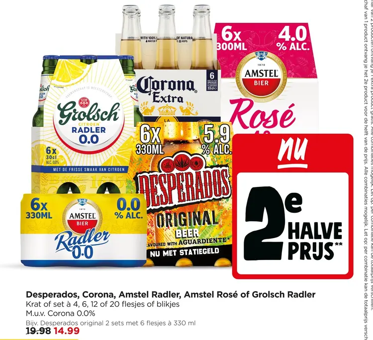 Aanbieding: Desperados, Corona, Amstel Radler, Amstel Ros