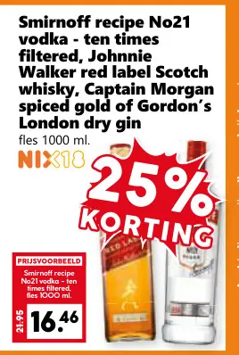 Aanbieding: Smirnoff recipe No21 vodka, Johnnie Walker 