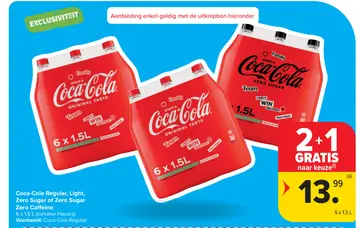 Aanbieding: Coca-Cola Regular, Light, Zero Sugar of Zero Sugar Zero Caffeine