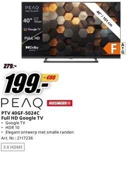 Aanbieding: PTV 40GF-5024C Full HD Google TV