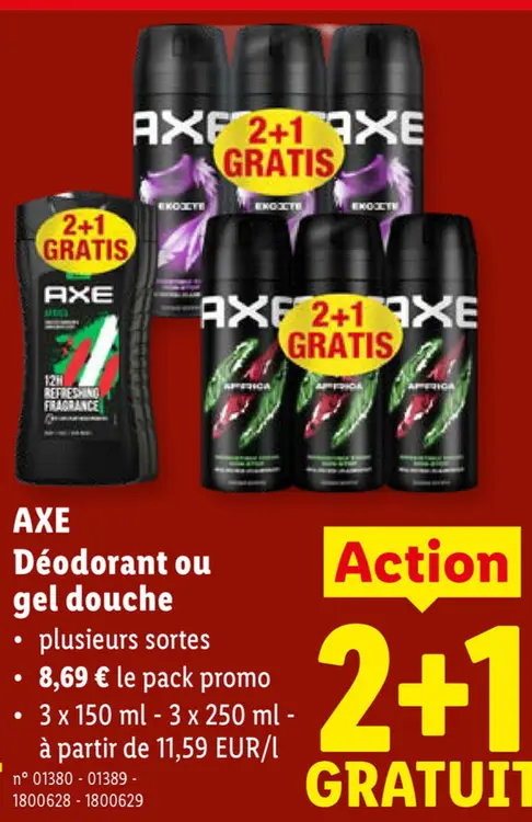 Offre: AXE Déodorant ou gel douche