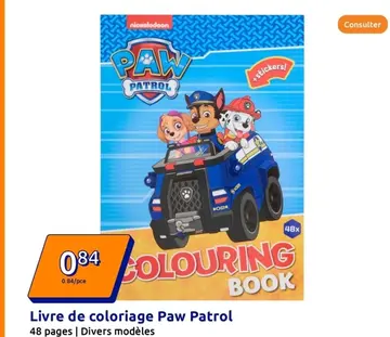 Offre: Livre de coloriage Paw Patrol