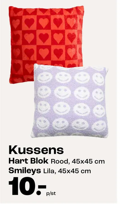Aanbieding: Kussen Smileys Lila 45x45 cm