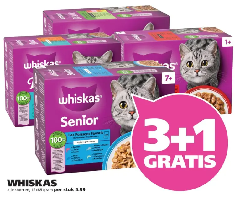 Aanbieding: Whiskas alle soorten 12x85 gram